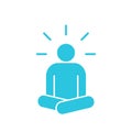 Meditation Figure. Isolated on white. Blue icon set Royalty Free Stock Photo