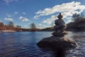 A meditation figure middle of the bay