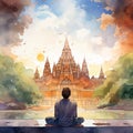 Meditation in Front of a Stunning Temple/Church