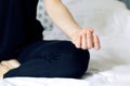 Meditation at home hand of a Zen woman doing yoga Royalty Free Stock Photo