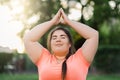 meditation harmony body positive overweight woman
