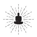 Meditation Human silhouette isolated on white background Vector Royalty Free Stock Photo