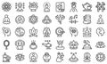 Meditation icons set outline vector. Happy yoga