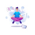 Meditation while listening to music, Restart Your Work Day With Yoga For The Office, yoga in office, Yuga mind Computer, Restart Y