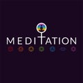 Meditation logo for female yoga event with girl silhouette inside circle Royalty Free Stock Photo