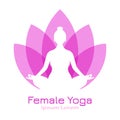 Meditation logo, female yoga icon