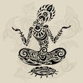 Meditation lotus pose. Tattoo style