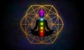 Meditation man and seed of life matrix sign