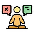 Meditation mind discussion icon color outline vector Royalty Free Stock Photo