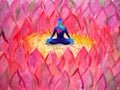 Meditation mind human spiritual in pink lotus abstract art watercolor painting illustration design hand drawing