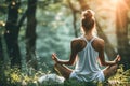 Meditation and mindfulness practices in alternative healing. Woman in the nature