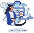 Meditation online. Mobile app with mental exercises. Wellness practice to restore peace of mind
