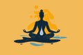 Meditation over the calm water surface, illustration. Royalty Free Stock Photo
