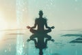 Meditation over the calm water surface. Royalty Free Stock Photo