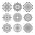 Meditation pattern. Vector illustration of indian mandalas set isolated. Yoga concept