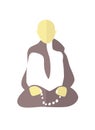 Meditation.Peaceful mind concept.Sitting buddhist monk with beads in his hands. Minimalist primitive  vector illustration.Flat st Royalty Free Stock Photo