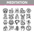 Meditation Practice Collection Icons Set Vector