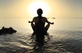 Meditation in Red Sea at sunrise Royalty Free Stock Photo