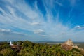 Meditation rock in Mihintale and Buddha Statue on sunset, Sri Lanka Royalty Free Stock Photo