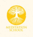 Meditation School Creative Vector Concept On Natural Paper Background
