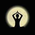 Meditation with shiny moon background Royalty Free Stock Photo