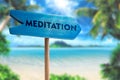 Meditation sign board arrow Royalty Free Stock Photo