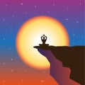 Meditation and sunset at mountain top. Royalty Free Stock Photo