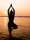 Meditation at sunset Royalty Free Stock Photo