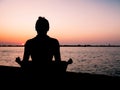 Meditation at sunset Royalty Free Stock Photo