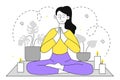 Meditation woman vector linear Royalty Free Stock Photo