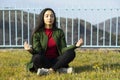 Meditation woman in mountain