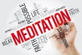 Meditation word cloud with marker, concept background Royalty Free Stock Photo