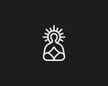 Meditation yoga linear logo design. Zen balance vector logotype. Creative harmony relax symbol. Royalty Free Stock Photo