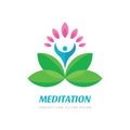 Meditation yoga logo design. Health wellness sign. Healthy cosmetics symbol. Vector illustration. Royalty Free Stock Photo