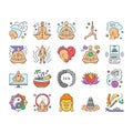 meditation yoga relax zen icons set vector