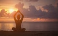 Meditation Yoga Style Silhouette During the time of the earth Royalty Free Stock Photo