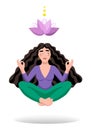 Meditation. Yogi girl meditates on a white background