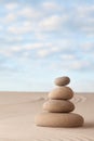 Meditation zen sand and stone garden Royalty Free Stock Photo