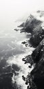 Meditative Black And White Aerial Photography Of Ocean And Cliffs