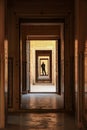 Meditative and contemplative in the corridors of the Nahargarh Fort at midday, Jaipur, Rajasthan, India