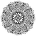 Meditative mandala with a basket of eggs and floral fantasy and striped patterns