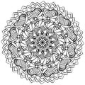 Meditative mandala with circles and lines, coloring page for kids activity