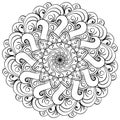 Meditative mandala with ornate motifs, coloring page for creativity