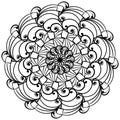 Meditative mandala with squares and swirls, zen page askr with outline patterns