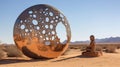 Meditative Metal Sphere Installation In African-influenced Desert Landscape