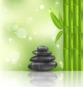Meditative oriental background with bamboo and hea