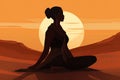 Meditative Tranquillity at Sunset Illustration (AI Generated)