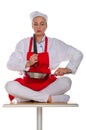 The meditator cook with dishes