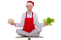 The meditator cook with vegetables