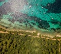 Mediteranean see from the Sky with leisure boats at ancor